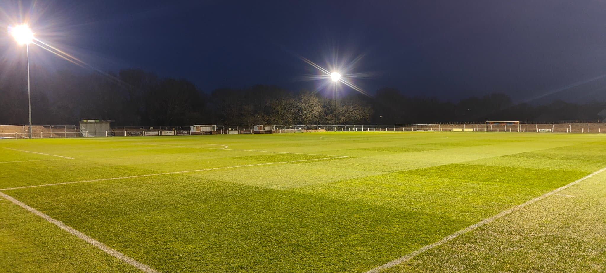 The main pitch under floodlights