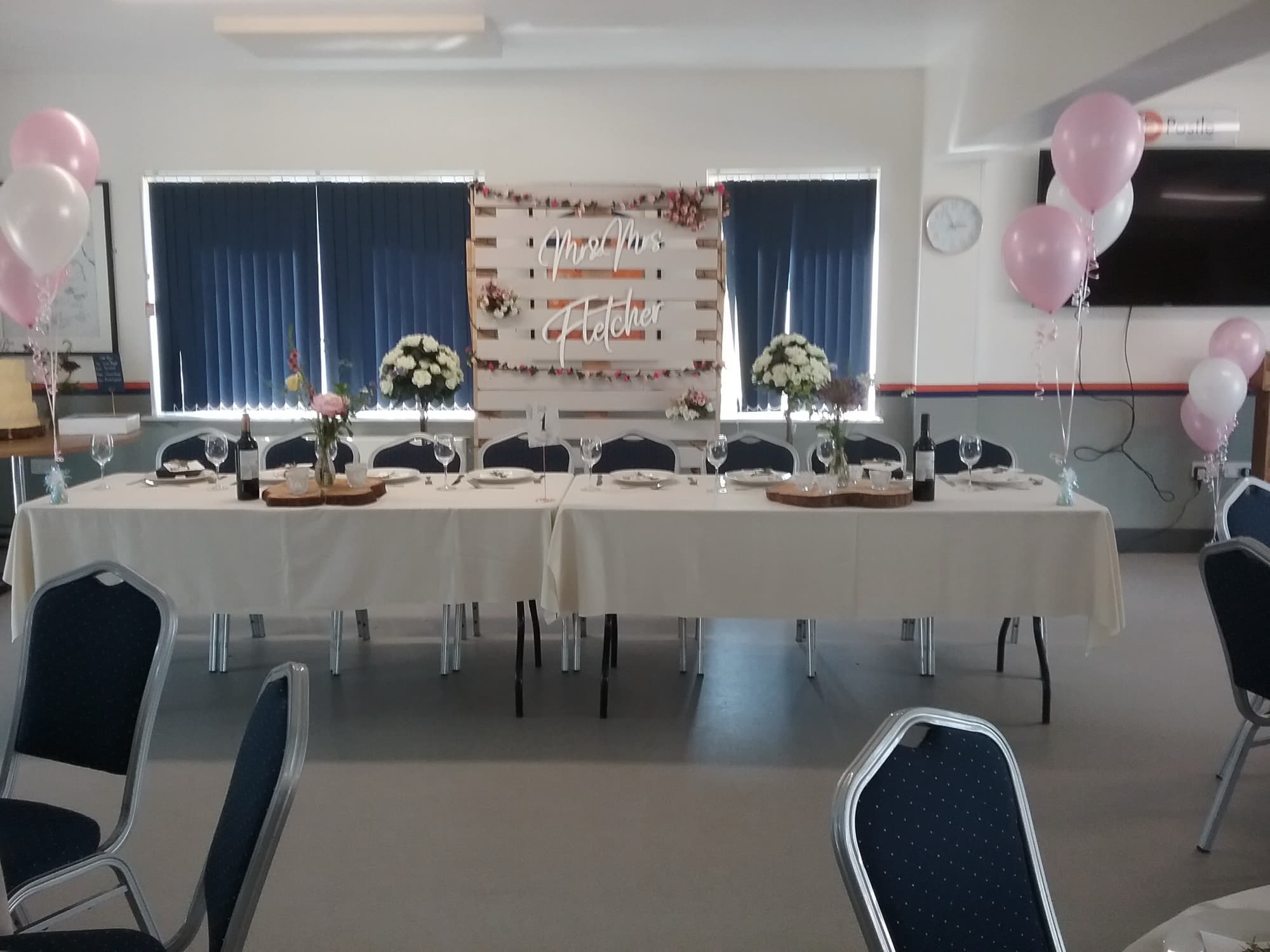 The room laid out for a private celebration